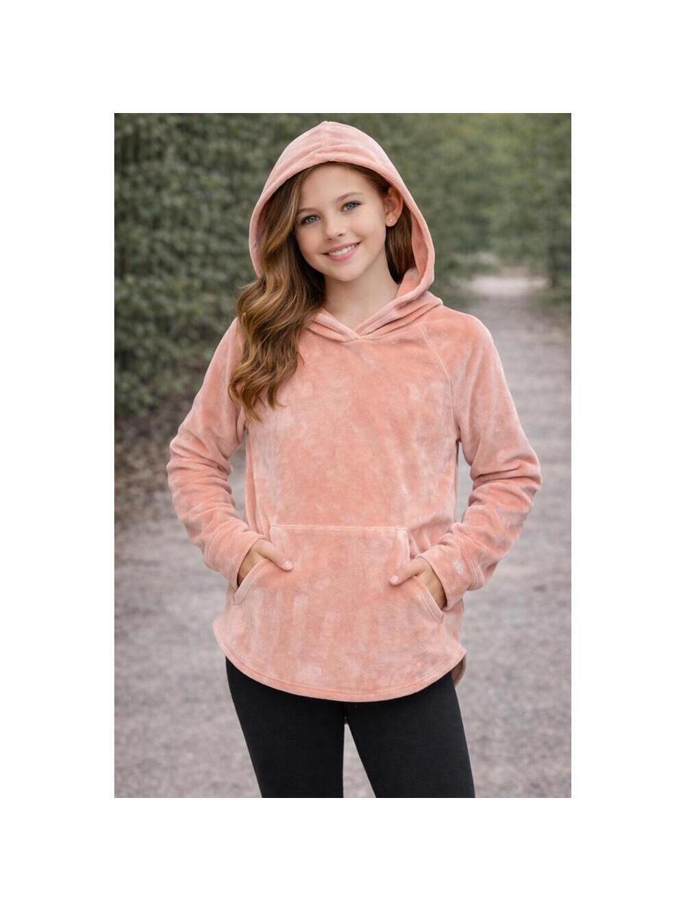 DSG Girls Velour Hoodie Pink Size L